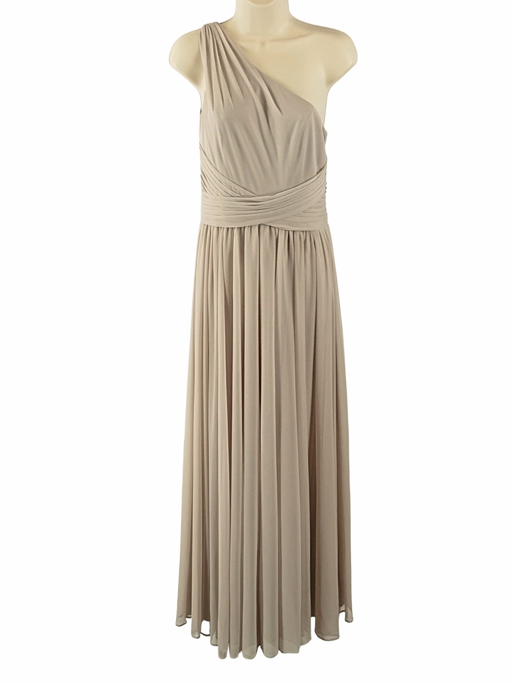 David's Bridal One-Shoulder Gown in Taupe Size 6